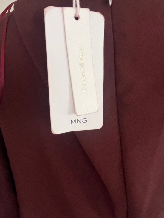 MANGO NWT one shoulder draped dress in burgundy maroon color - Picture 5 of 12